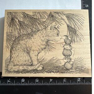 House Mouse Designs Rubber Stamp "Best Friends" Cat & Mice Wood